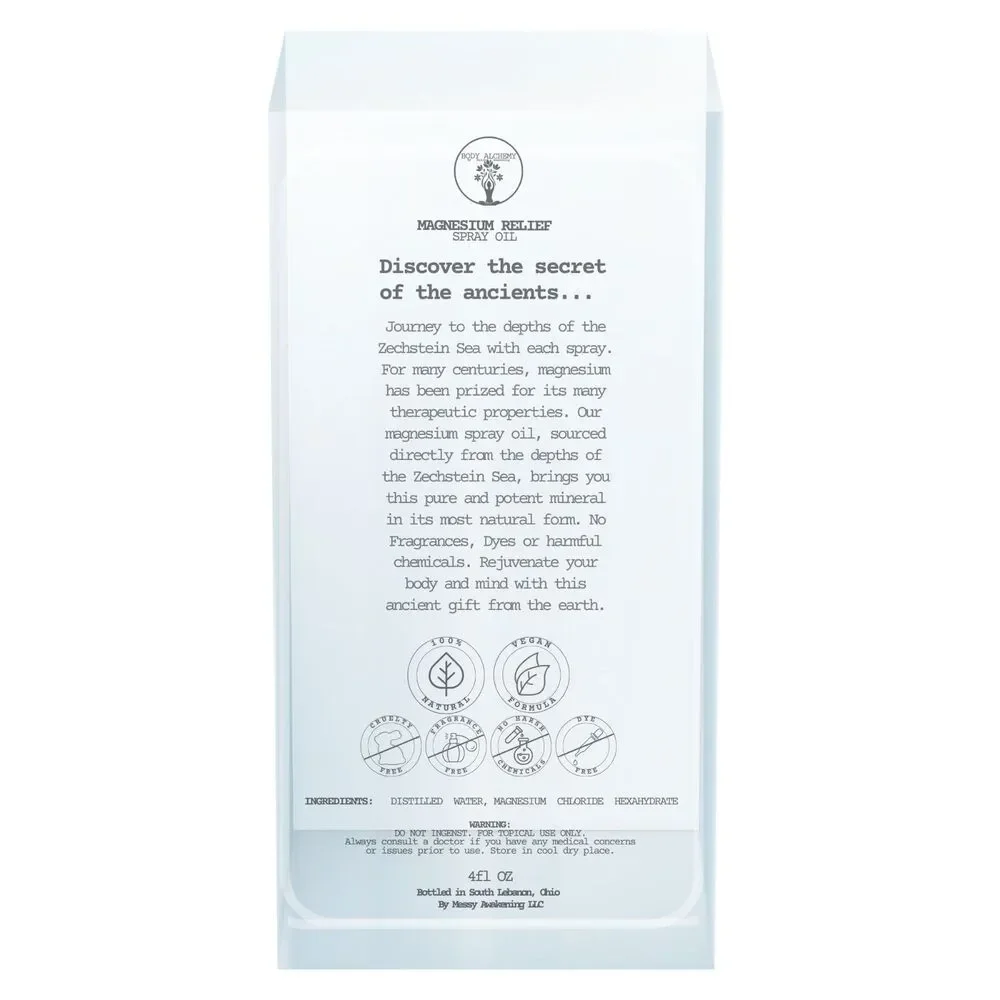 Magnesium Spray Oil -‎ Magnesium Relief by Body Alchemy 4oz